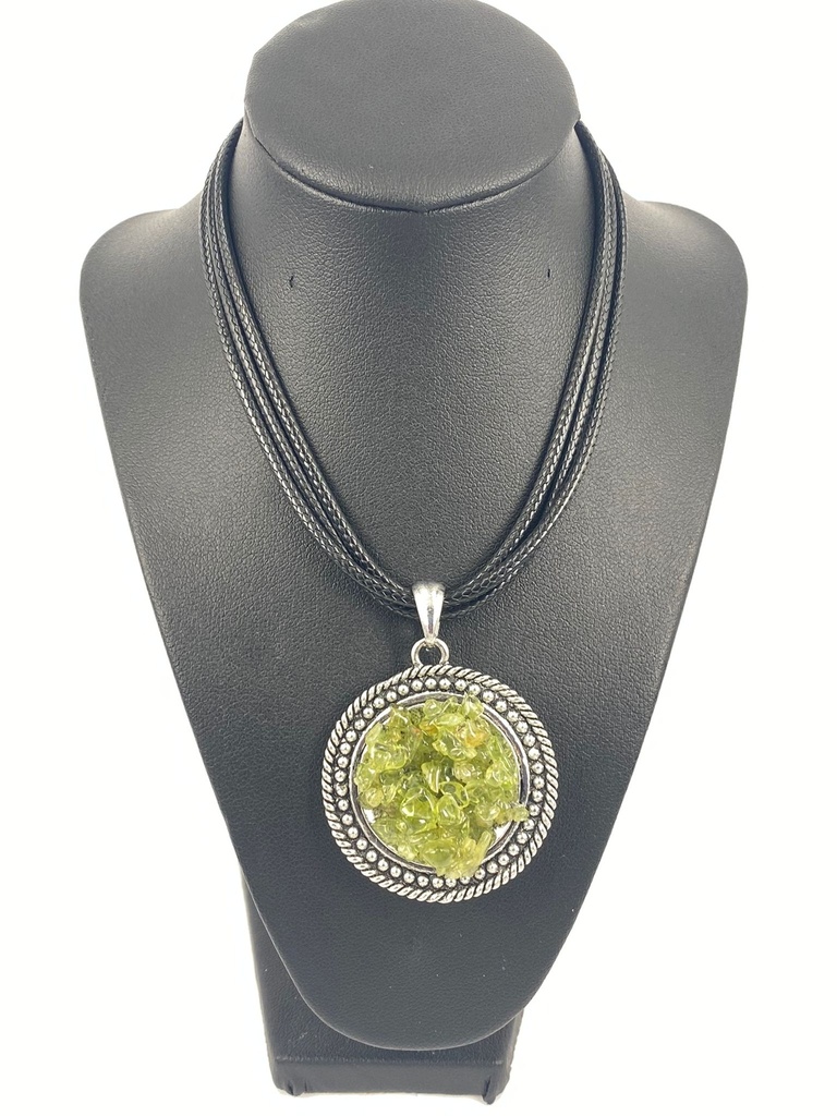 ALLOY+OLIVINE+CORD NECKLACE