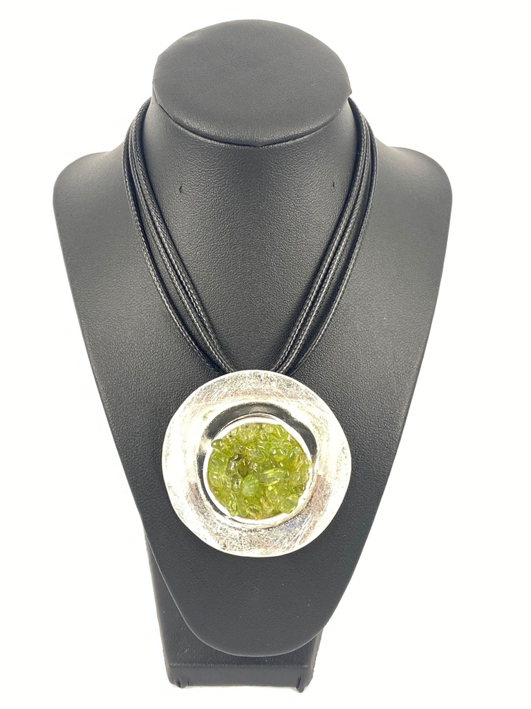 ALLOY+OLIVINE+CORD NECKLACE