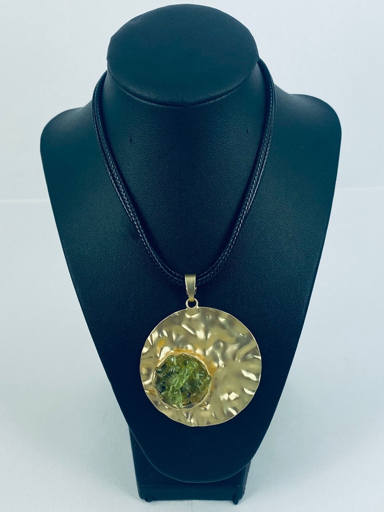 ALLOY+OLIVINE+CORD NECKLACE