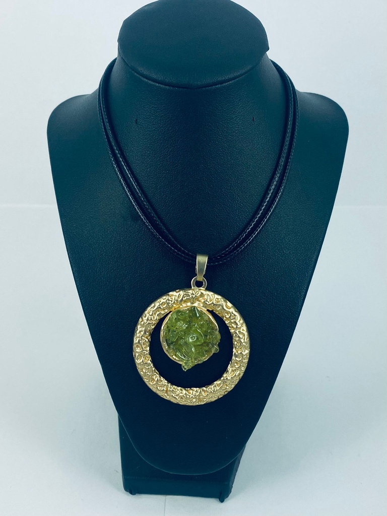 ALLOY+OLIVINE+CORD NECKLACE