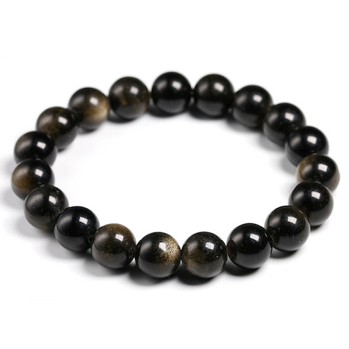 Pulsera Obsidiana Dorada 10mm