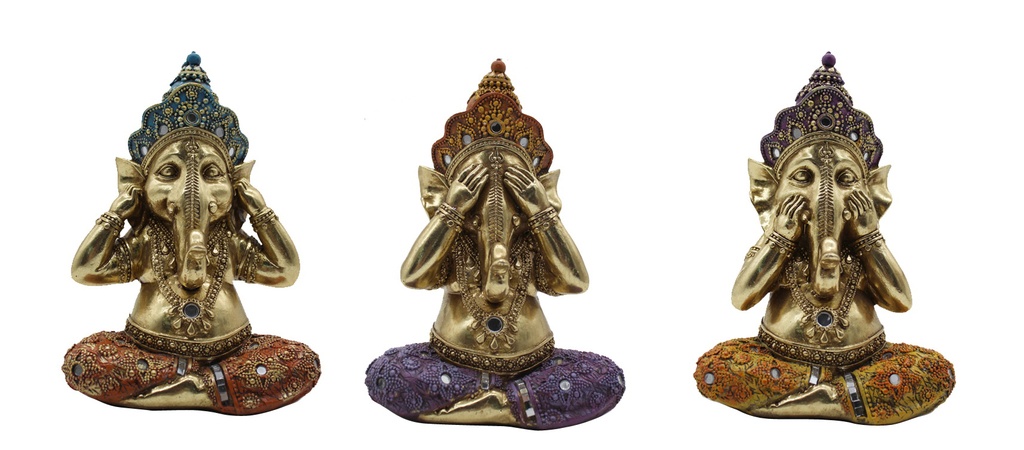 Set Figura Resina Ganesha 15X10X22