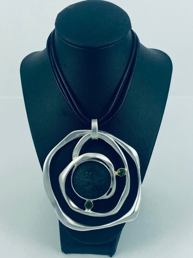 [007353] ALLOY+LAVA+CORD NECKLACE