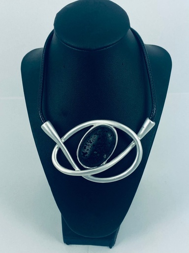 [007355] ALLOY+LAVA+CORD NECKLACE