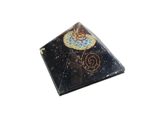 [008749] PIRAMIDE ORGONITE 7x7cm TURMALINA FLOR VIDA